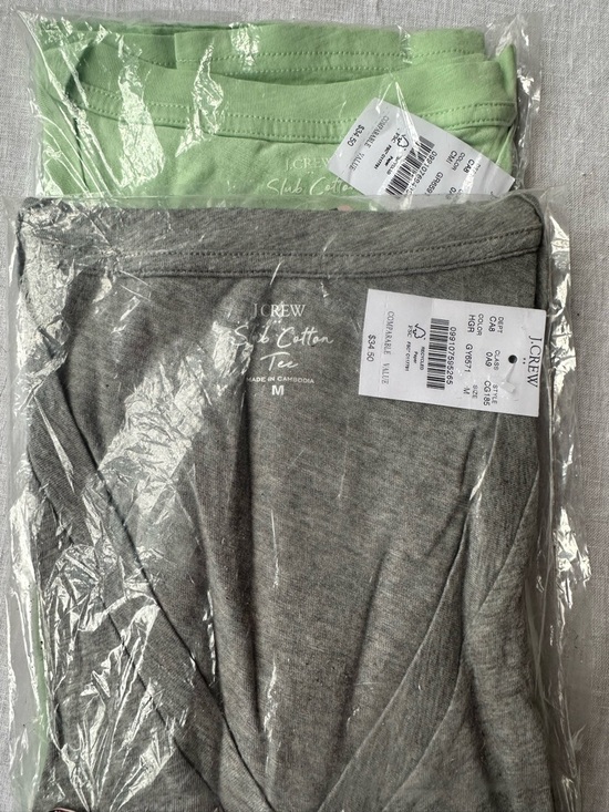 J. Crew Tops - J.Crew Slub Cotton Tee V neck. Grey & Light Green. M